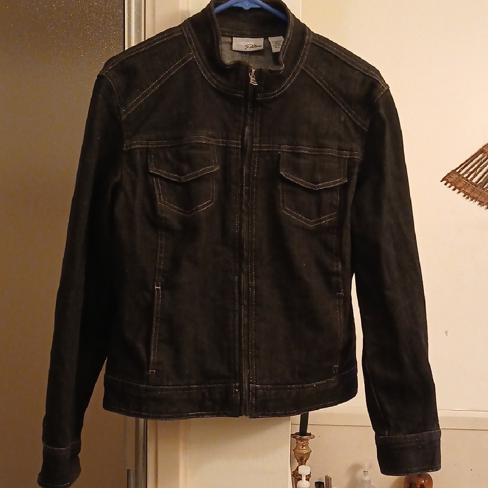 Chico's Blk. Denim‎ Jacket. Womens Sz.2
